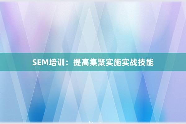 SEM培训:提高集聚实施实战技能
